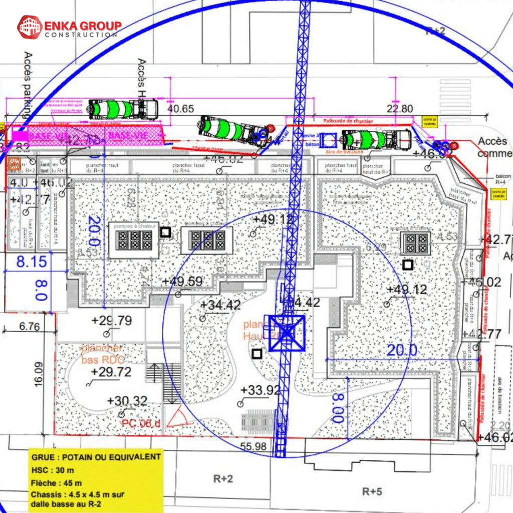 plan installation chantier réalisé par Enka Group Construction